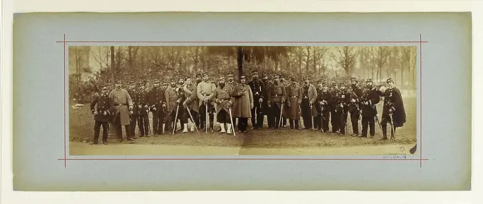 Framed Print : Panorama / group portrait of soldiers, 1870. Creator: Andre-Adolphe-Eugene Disderi Framed Print : Panorama / group portrait of soldiers, 1870. Creator: Andre-Adolphe-Eugene Disderi