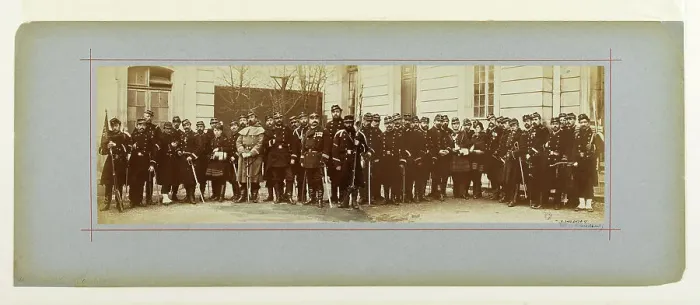 Framed Print : Panorama / group portrait of soldiers, 1870. Creator: Andre-Adolphe-Eugene Disderi Framed Print : Panorama / group portrait of soldiers, 1870. Creator: Andre-Adolphe-Eugene Disderi