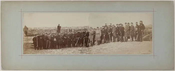 Framed Print : Panorama: group portrait of soldiers, 1870. Creator: Andre-Adolphe-Eugene Disderi Framed Print : Panorama: group portrait of soldiers, 1870. Creator: Andre-Adolphe-Eugene Disderi