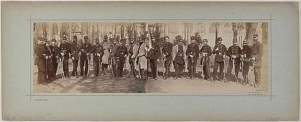 Panorama: group portrait of soldiers, 1870. Creator: Andre-Adolphe-Eugene Disderi
