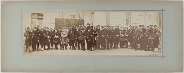 Framed Print : Panorama: group portrait of soldiers, 1870. Creator: Andre-Adolphe-Eugene Disderi Framed Print : Panorama: group portrait of soldiers, 1870. Creator: Andre-Adolphe-Eugene Disderi