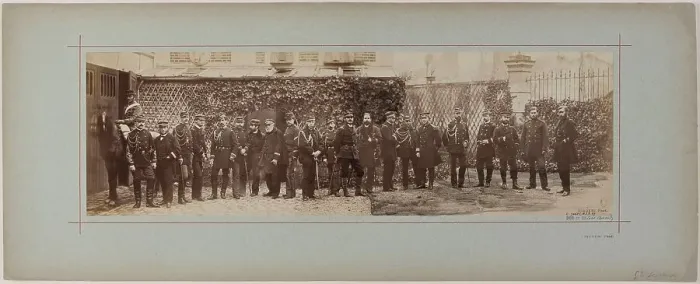 Framed Print : Panorama: group portrait of soldiers, 1870. Creator: Andre-Adolphe-Eugene Disderi Framed Print : Panorama: group portrait of soldiers, 1870. Creator: Andre-Adolphe-Eugene Disderi