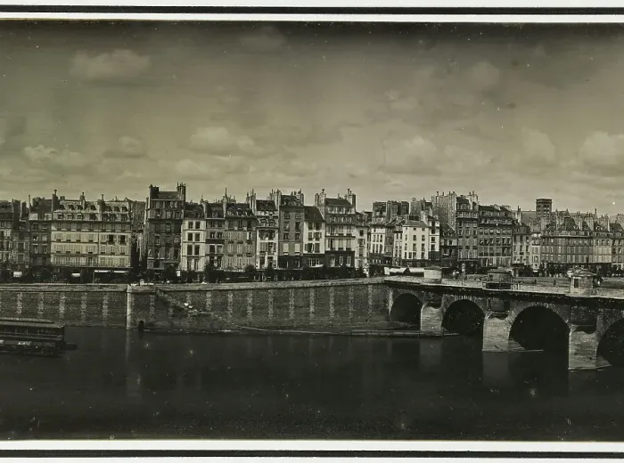 Framed Print : Panorama - Le Pont-Neuf, le Louvre et le quai de la Mégisserie, 1er arrondissement, Paris, 1845-1850 Creator: Unknown Framed Print : Panorama - Le Pont-Neuf, le Louvre et le quai de la Mégisserie, 1er arrondissement, Paris, 1845-1850 Creator: Unknown