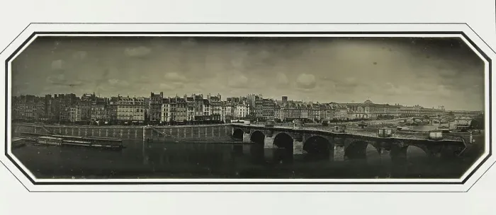 Framed Print : Panorama - Le Pont-Neuf, le Louvre et le quai de la Mégisserie, 1er arrondissement, Paris, 1845-1850 Creator: Unknown Framed Print : Panorama - Le Pont-Neuf, le Louvre et le quai de la Mégisserie, 1er arrondissement, Paris, 1845-1850 Creator: Unknown