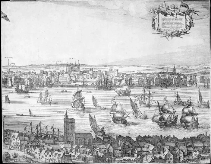 Framed Print : Panorama of London, 1616. Artist: Claes Framed Print : Panorama of London, 1616. Artist: Claes