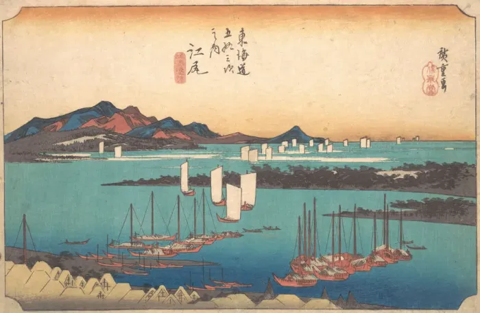 Framed Print : Panorama of Miwo Pine Wood from Ejiri, 1834. 1834. Creator: Ando Hiroshige Framed Print : Panorama of Miwo Pine Wood from Ejiri, 1834. 1834. Creator: Ando Hiroshige