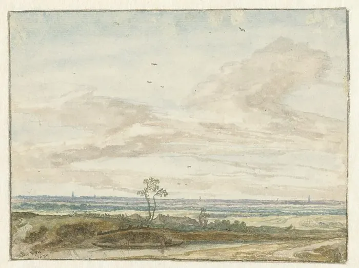 Framed Print : Panorama of a path next to a canal, 1630. Creator: Pieter Molijn Framed Print : Panorama of a path next to a canal, 1630. Creator: Pieter Molijn