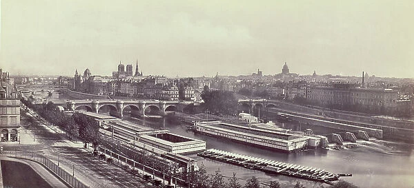 Panorama pris du Louvre montrant les quais de la Seine, le Pont-Neuf et l'hôtel de la...c1845-1858. Creators: Frederic Martens, Goupil and Co