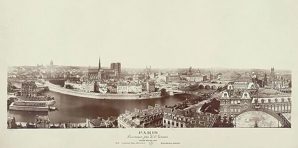 Panorama - Quai Malaquai, The Louvre, Panoramic view, Pont du Carrousel... Paris, 1867. Creator: G Chanoine