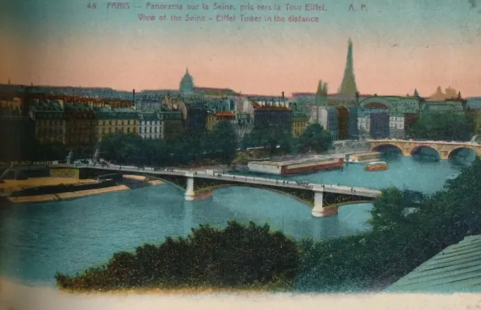 Framed Print : Panorama of the River Seine with the Eiffel Tower in the distance, Paris, c1920 Framed Print : Panorama of the River Seine with the Eiffel Tower in the distance, Paris, c1920