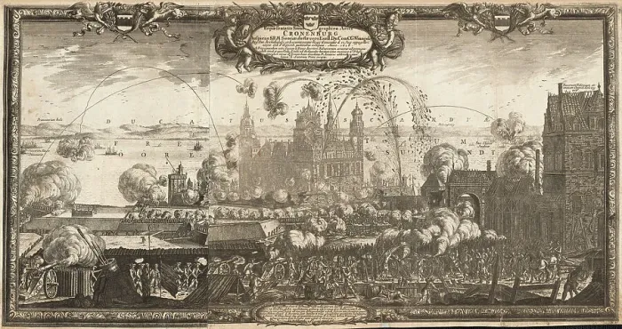Framed Print : Panorama of the Siege of Kronborg Castle, 1658, 1696. Creator: Dahlbergh; Erik (1625-1703) Framed Print : Panorama of the Siege of Kronborg Castle, 1658, 1696. Creator: Dahlbergh; Erik (1625-1703)