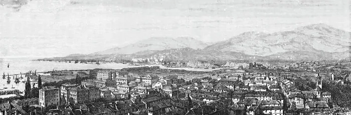 Framed Print : Panorama of Spezia; The Gulf of Spezia, 1875. Creator: Unknown Framed Print : Panorama of Spezia; The Gulf of Spezia, 1875. Creator: Unknown