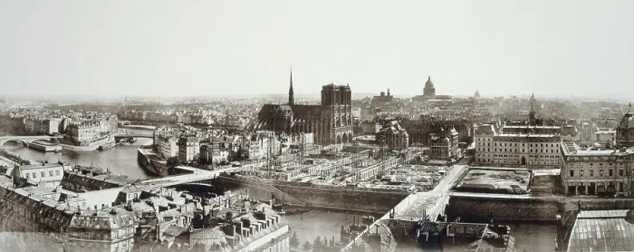 Framed Print : Panorama taken from Saint-Jacques tower showing Ile de la Cité under construction... c1862-1872. Creator: Unknown