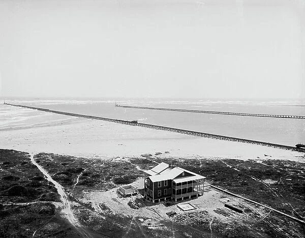 Panorama of Tampico River and the jetties from the lighthouse, between 1880 and 1897. Creator: William H. Jackson