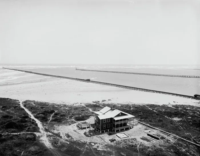 Framed Print : Panorama of Tampico River and the jetties from the lighthouse, between 1880 and 1897. Creator: William H. Jackson Framed Print : Panorama of Tampico River and the jetties from the lighthouse, between 1880 and 1897. Creator: William H. Jackson
