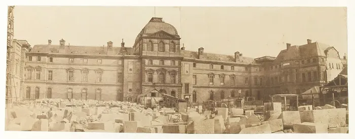 Framed Print : Panorama: works at the Louvre towards the Pavillon de l'Horloge, 1st arrondissement, Paris, end 1854 Creator: Edouard Baldus