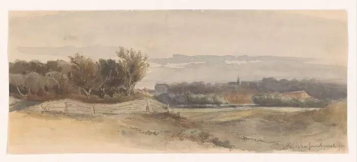 Framed Print : Panoramic landscape, 1850-1903. Creator: Jan Hendrik Weissenbruch