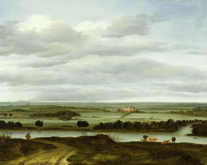Framed Print : Panoramic Landscape near Rhenen with the Huis ter Lede, c1668. Creator: Anthonie van Borssom