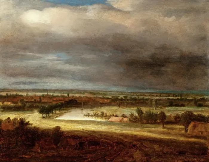 Framed Print : Panoramic Landscape with a Village, between c1648 and c1649. Creator: Philip Koninck Framed Print : Panoramic Landscape with a Village, between c1648 and c1649. Creator: Philip Koninck