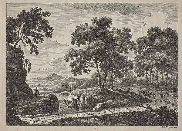 Panoramic River Landscapes with Travelers, 1734. Creator: Johann Christoph Dietzsch