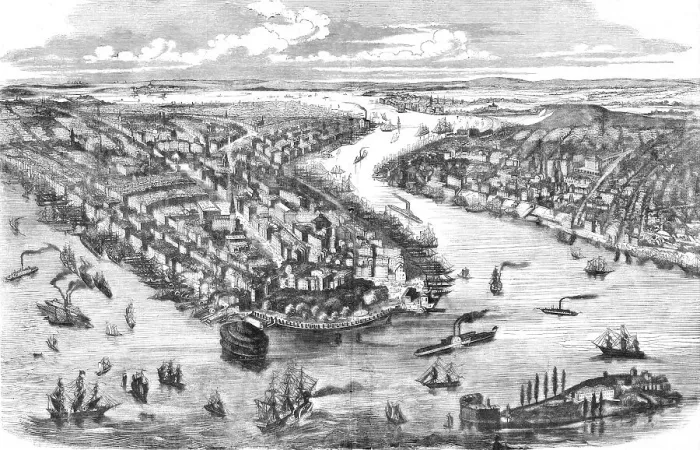 Framed Print : Panoramic view of the City of New York, 1854. Creator: Unknown Framed Print : Panoramic view of the City of New York, 1854. Creator: Unknown
