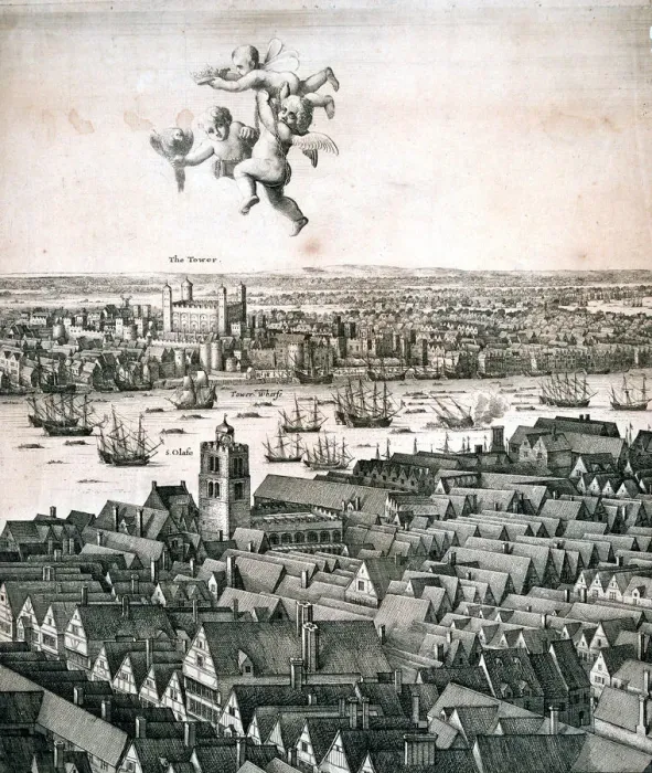 Framed Print : Panoramic view of London, c1670. Artist: Wenceslaus Hollar Framed Print : Panoramic view of London, c1670. Artist: Wenceslaus Hollar