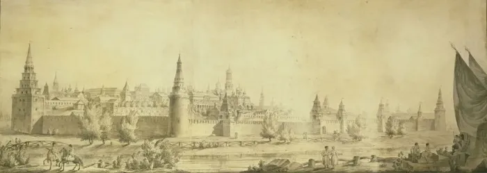 Framed Print : Panoramic view of Moscow Kremlin by the End of the 18th century, End 1790s. Artist: Quarenghi, Giacomo Antonio Domenico (1744-1817) Framed Print : Panoramic view of Moscow Kremlin by the End of the 18th century, End 1790s. Artist: Quarenghi, Giacomo Antonio Domenico (1744-1817)