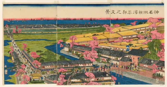 Framed Print : Panoramic View of the Pleasure Quarters in Yokohama, Kanagawa (Kanagawa Yokohama... 1860) Framed Print : Panoramic View of the Pleasure Quarters in Yokohama, Kanagawa (Kanagawa Yokohama... 1860)