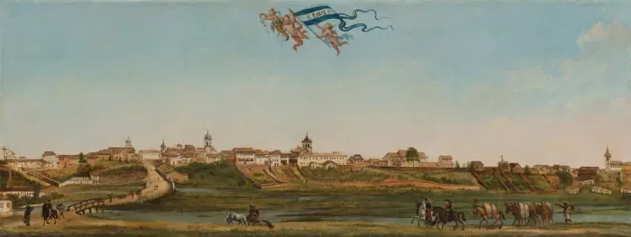 Framed Print : Panoramic View of Sao Paulo, 1821. Creator: Palliere, Arnaud Julien (1784-1862) Framed Print : Panoramic View of Sao Paulo, 1821. Creator: Palliere, Arnaud Julien (1784-1862)