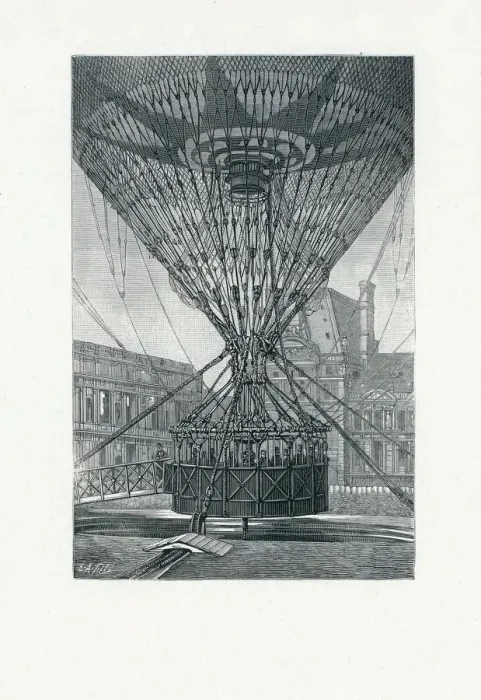Framed Print : Panoramic Viewing Platform using a Hot Air Balloon, c. 1880