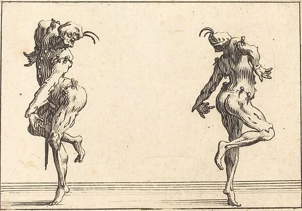 Two Pantaloons Dancing, c. 1617. Creator: Jacques Callot