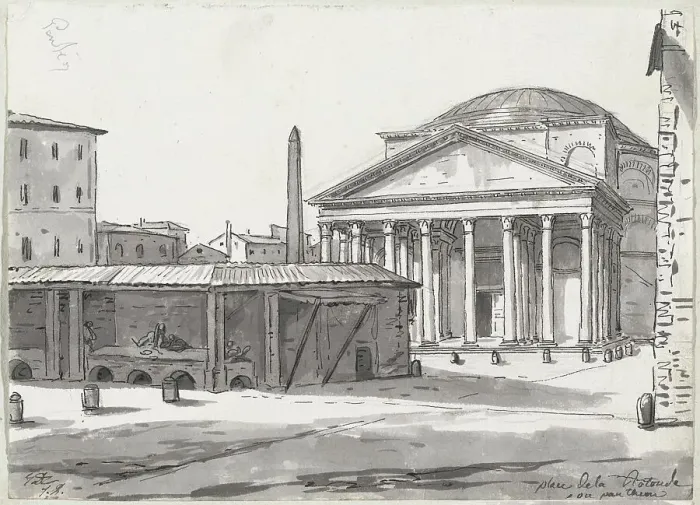 Framed Print : The Pantheon Seen from the Piazza, 1775 / 80. Creator: Jacques-Louis David Framed Print : The Pantheon Seen from the Piazza, 1775 / 80. Creator: Jacques-Louis David