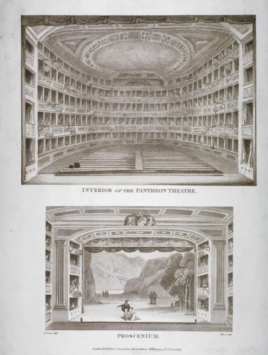 Framed Print : The Pantheon Theatre, Oxford Street, Westminster, London, 1815. Artist: William Wise Framed Print : The Pantheon Theatre, Oxford Street, Westminster, London, 1815. Artist: William Wise