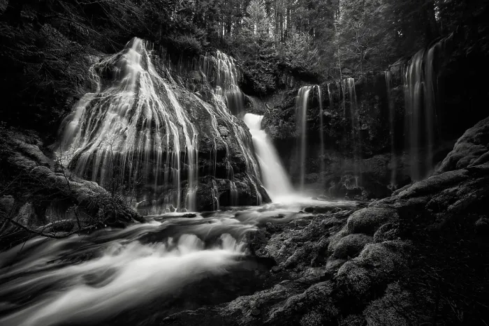 Framed Print : Panther Creek Falls BW. Creator: Joshua Johnston Framed Print : Panther Creek Falls BW. Creator: Joshua Johnston