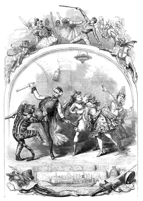 Framed Print : The Pantomime at Drury Lane: Whittington and his Cat, 1876. Creator: David Henry Friston. The Pantomime at Drury Lane: Whittington and his Cat, 1876. Creator: David Henry Friston Framed Print : The Pantomime at Drury Lane: Whittington and his Cat, 1876. Creator: David Henry Friston. The Pantomime at Drury Lane: Whittington and his Cat, 1876. Creator: David Henry Friston