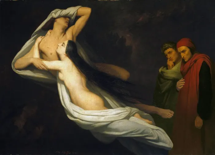 Framed Print : Paolo and Francesca, 1854. Artist: Scheffer, Ary (1795-1858) Framed Print : Paolo and Francesca, 1854. Artist: Scheffer, Ary (1795-1858)