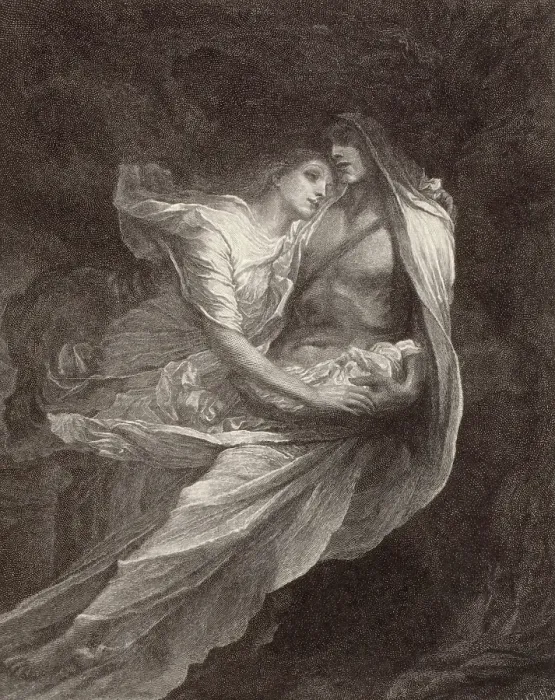 Framed Print : Paolo and Francesca, 19th century. Creator: William Baxter Palmer Closson Framed Print : Paolo and Francesca, 19th century. Creator: William Baxter Palmer Closson
