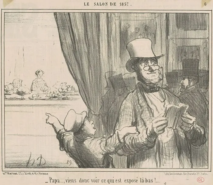 Framed Print : Papa... viens donc voir ce qui est... 19th century. Creator: Honore Daumier Framed Print : Papa... viens donc voir ce qui est... 19th century. Creator: Honore Daumier