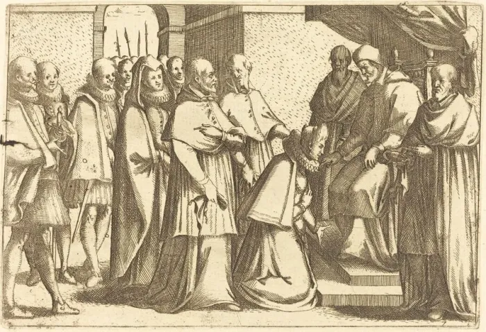 Framed Print : Papal Audience, 1612. Creator: Jacques Callot Framed Print : Papal Audience, 1612. Creator: Jacques Callot