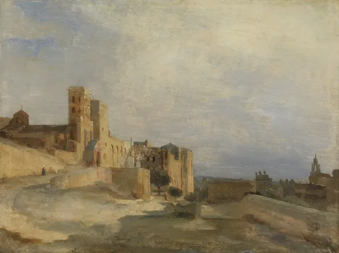 Framed Print : The Papal Castle in Avignon, probably 1836. Creator: Jean-Baptiste-Camille Corot Framed Print : The Papal Castle in Avignon, probably 1836. Creator: Jean-Baptiste-Camille Corot