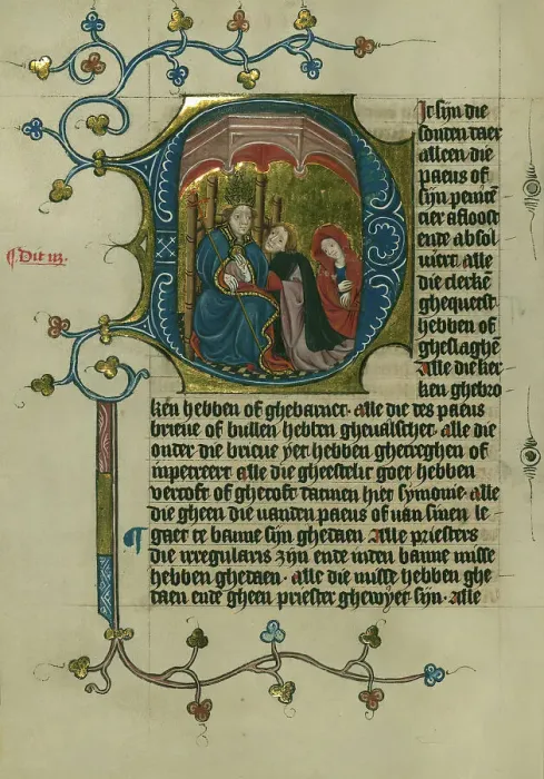 Framed Print : Papal Confession before a pope, 1400-1404. Creator: Unknown Framed Print : Papal Confession before a pope, 1400-1404. Creator: Unknown