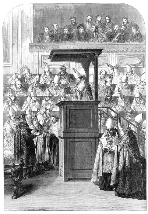 Framed Print : The Papal Great Council at Rome: Reading Out The Decrees, 1870. Creator: Unknown Framed Print : The Papal Great Council at Rome: Reading Out The Decrees, 1870. Creator: Unknown