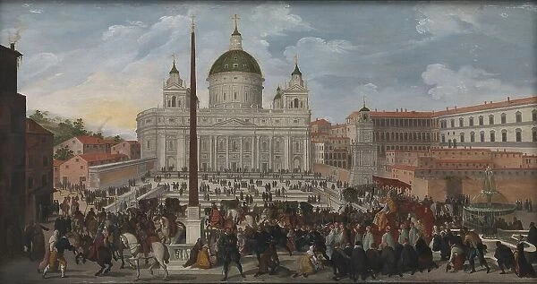 A Papal Procession in Piazza San Pietro in Rome, 1628. Creator: Jacob Isaacz van Swanenburg