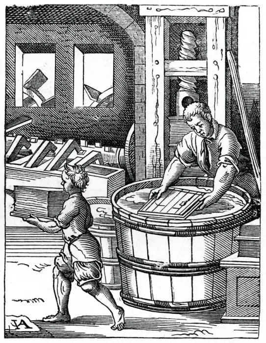 Framed Print : The Paper Maker, 16th century, (1870). Artist: Jost Amman Framed Print : The Paper Maker, 16th century, (1870). Artist: Jost Amman