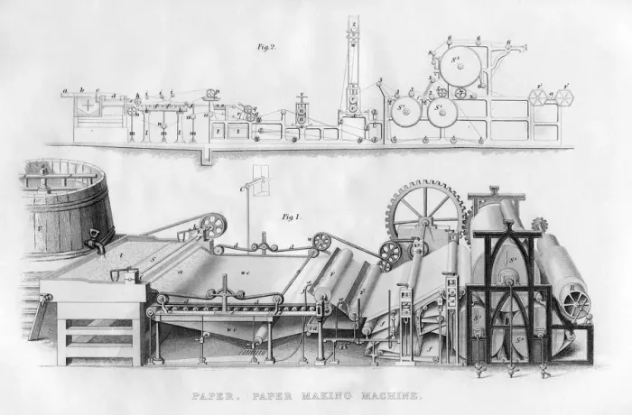 Framed Print : Paper making machine, 1866 Framed Print : Paper making machine, 1866