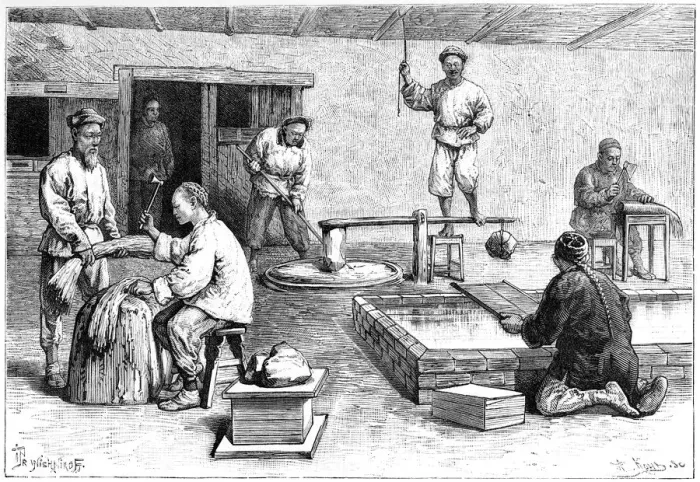 Framed Print : A paper mill, China, 1895. Artist: Armand Kohl Framed Print : A paper mill, China, 1895. Artist: Armand Kohl