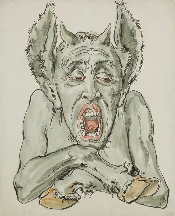 Framed Print : Paper for the Polychrome of St. Mary's Church - Bust of the Devil with a Gaping Mouth, 1890. Creator: Jan Matejko. Paper for the Polychrome of St Framed Print : Paper for the Polychrome of St. Mary's Church - Bust of the Devil with a Gaping Mouth, 1890. Creator: Jan Matejko. Paper for the Polychrome of St