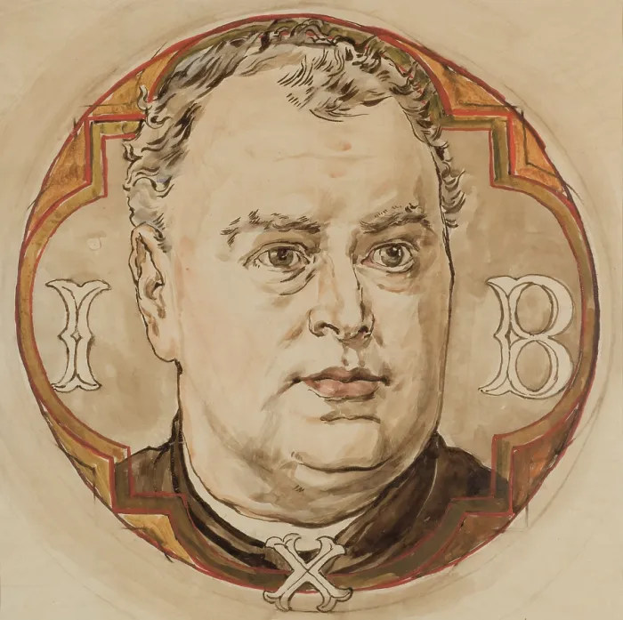 Framed Print : Paper for the Polychrome of St. Mary's Church - Male Head and the Letters... between 1888-1891. Creator: Jan Matejko. Paper for the Polychrome of St Framed Print : Paper for the Polychrome of St. Mary's Church - Male Head and the Letters... between 1888-1891. Creator: Jan Matejko. Paper for the Polychrome of St