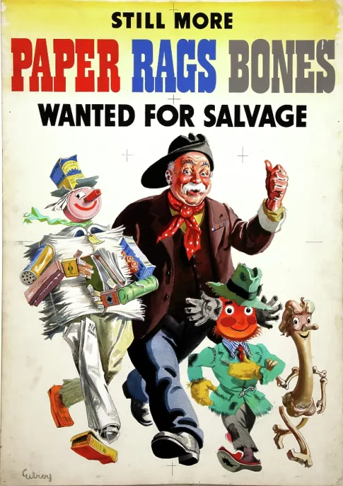 Framed Print : Still More Paper, Rags And Bones Wanted for Salvage, World War II poster, c1939-c1945