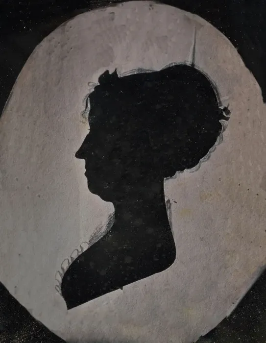 Framed Print : Paper Silhouette Portrait of a Woman, 1840s-50s. Creator: Unknown Framed Print : Paper Silhouette Portrait of a Woman, 1840s-50s. Creator: Unknown